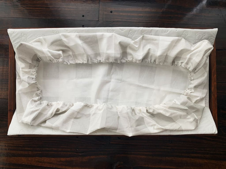 Grey Buffalo Check Changing Pad Cover handmade heirloom nursery - High Cotton Textile
