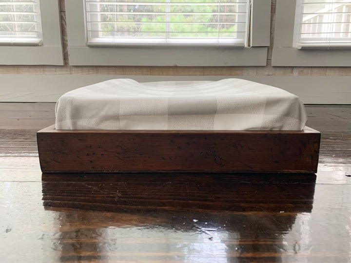 Grey Buffalo Check Changing Pad Cover handmade heirloom nursery - High Cotton Textile