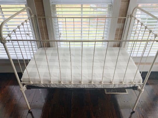 Grey Buffalo Check Fitted Crib Sheet handmade heirloom nursery - High Cotton Textile