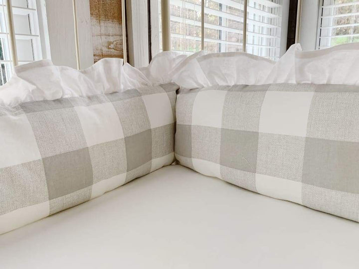 Grey Buffalo Check | Ruffled Crib Bedding Set