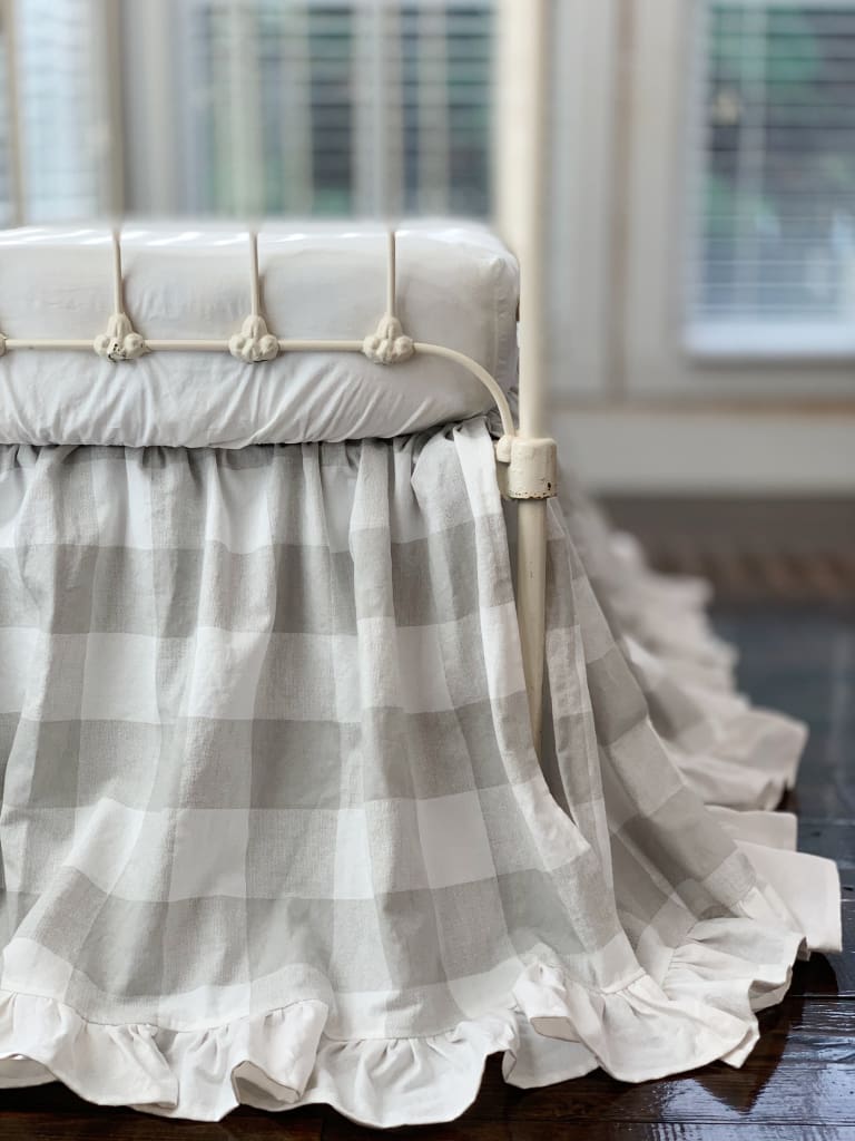 Grey Buffalo Check | Ruffled Crib Skirt