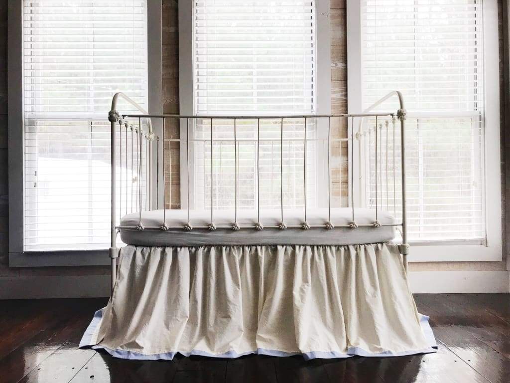 Ivory + Baby Blue | Farmhouse Tailored Crib Skirt