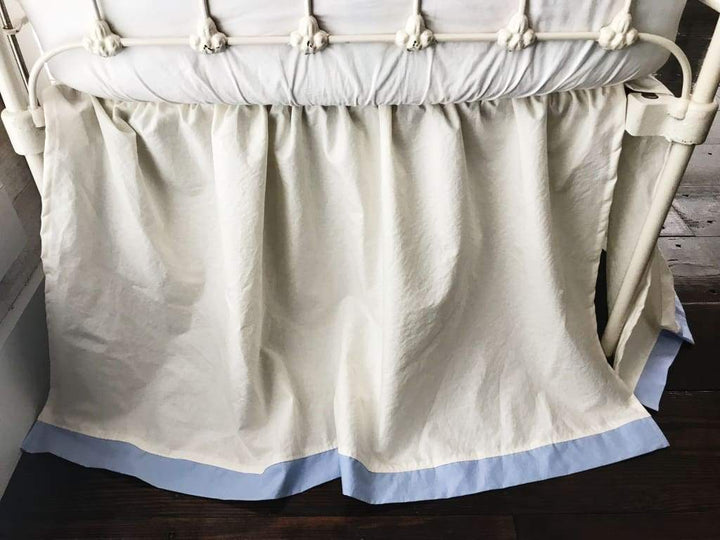Ivory + Baby Blue | Farmhouse Tailored Crib Skirt