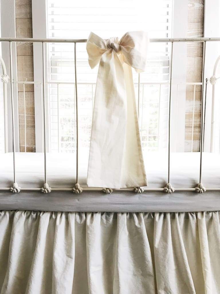 Ivory and Black Ruffled Crib Bedding Set handmade heirloom nursery - High Cotton Textile