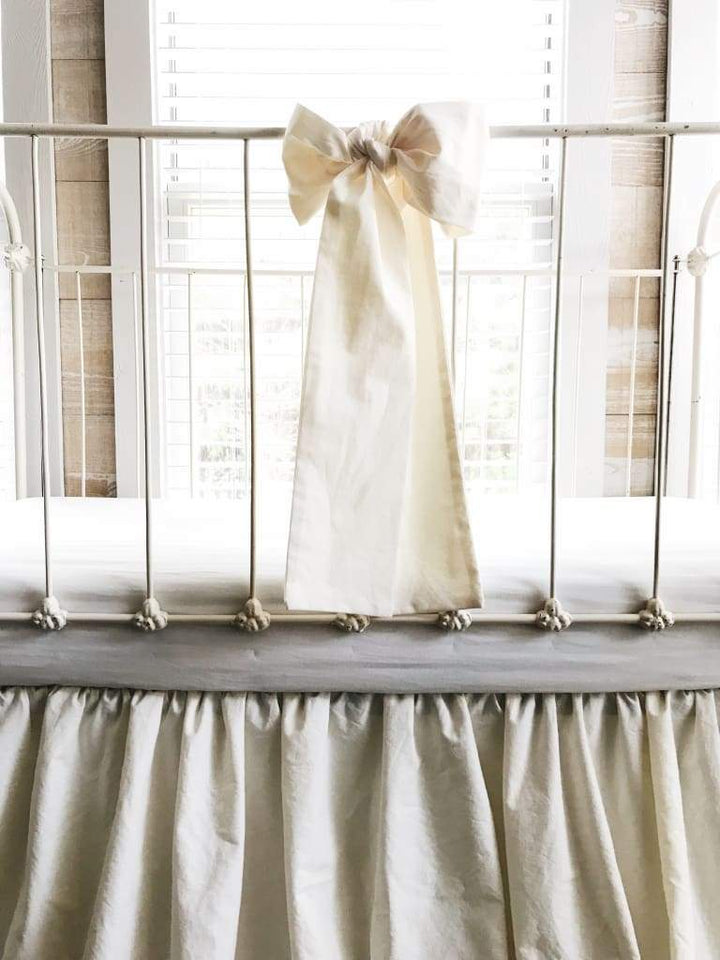 Ivory and Black Ruffled Crib Bedding Set handmade heirloom nursery - High Cotton Textile