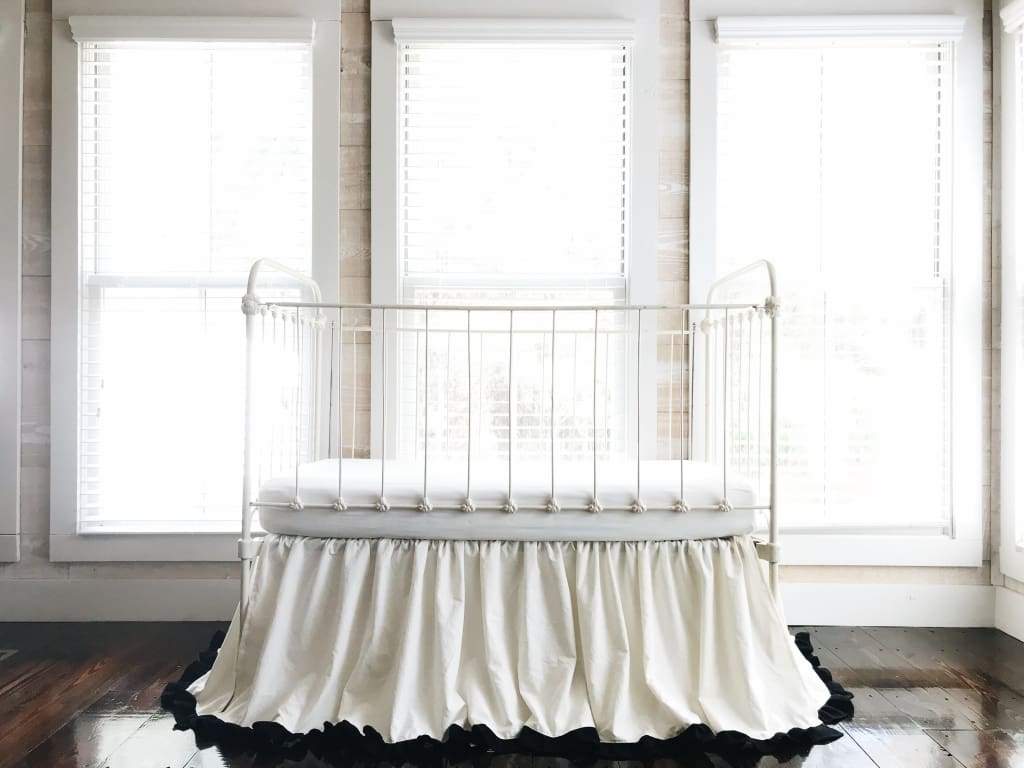 Ivory + Black | Ruffled Crib Skirt