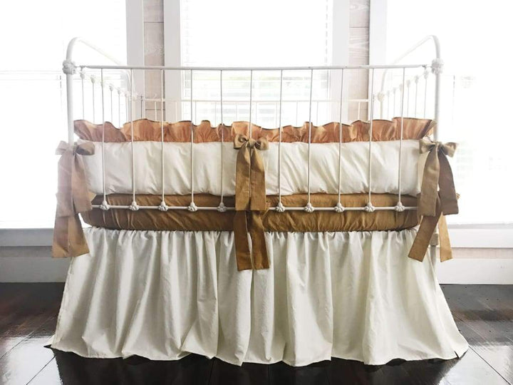 Ivory and Gold Crib Bedding Set + Gold Crib Sheet