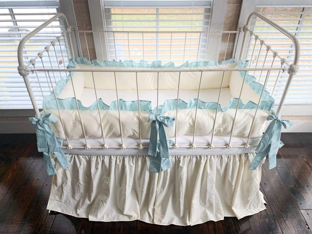 Ivory and Mist | Farmhouse Crib Bedding Set