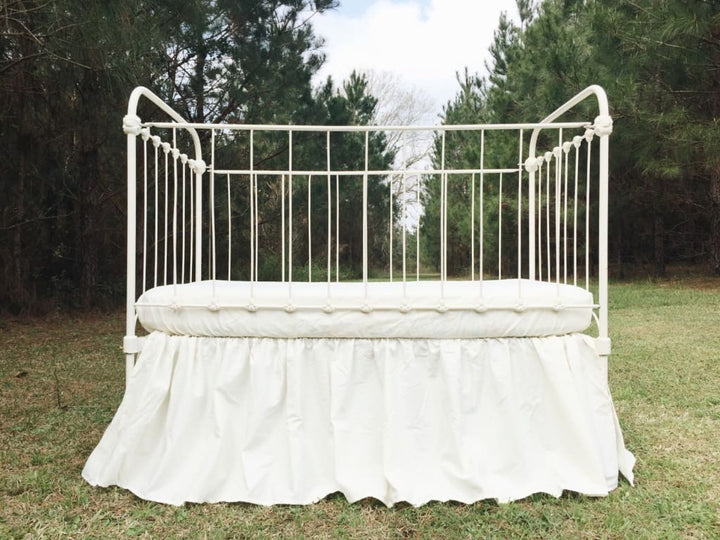 Ivory Farmhouse Crib Skirt 17.5" Drop Length handmade heirloom nursery - High Cotton Textile