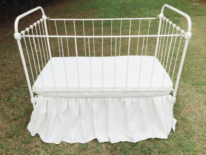 Ivory Farmhouse Crib Skirt 17.5" Drop Length handmade heirloom nursery - High Cotton Textile