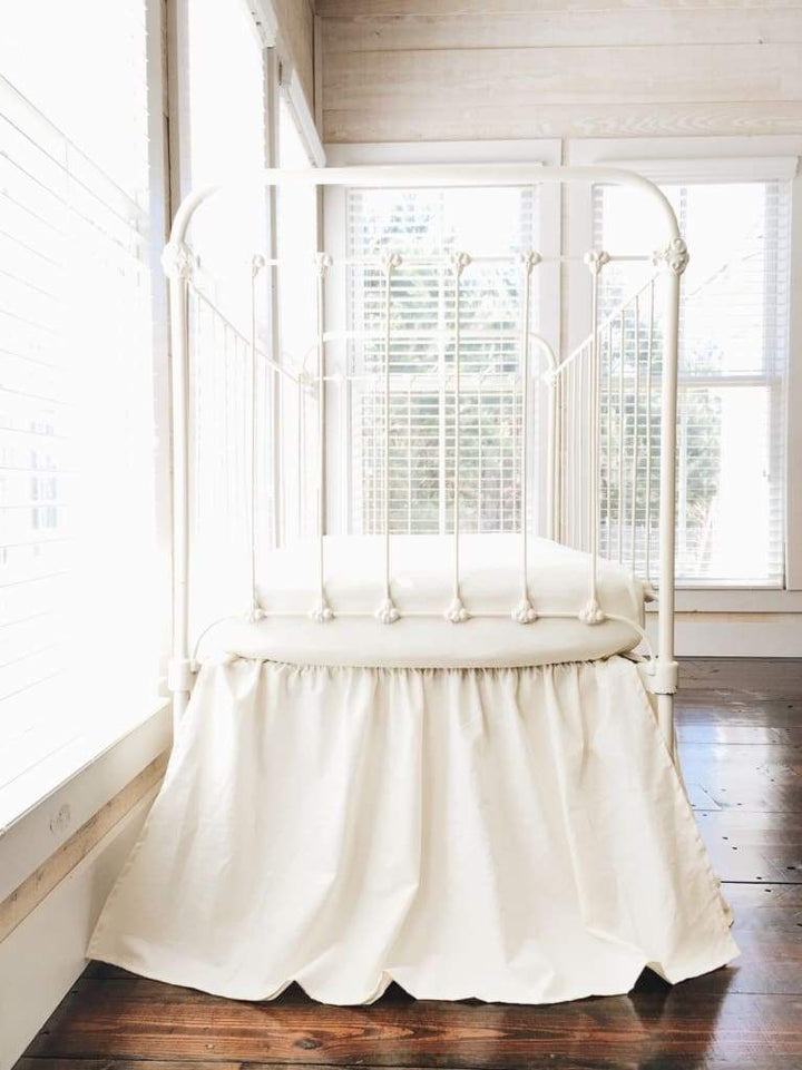Ivory Farmhouse Crib Skirt handmade heirloom nursery - High Cotton Textile