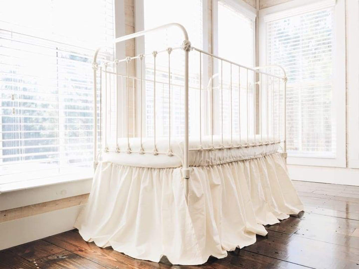 Ivory Farmhouse Crib Skirt handmade heirloom nursery - High Cotton Textile