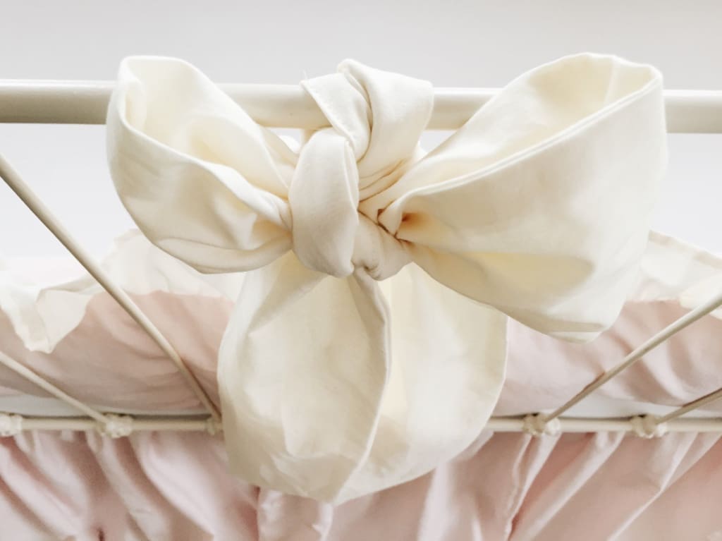 Ivory Large Crib Bow handmade heirloom nursery - High Cotton Textile