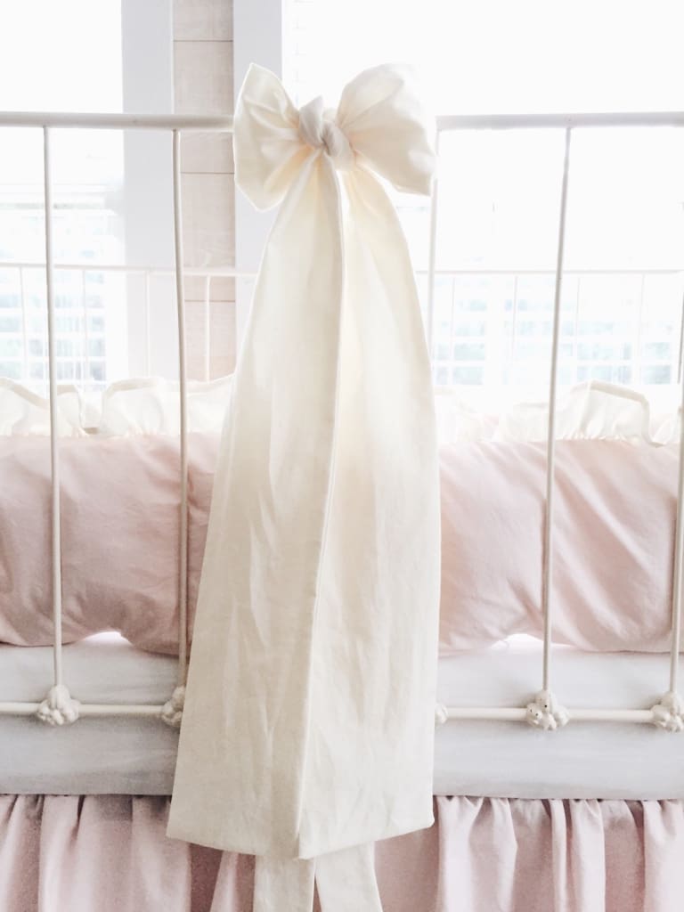 Ivory Large Crib Bow handmade heirloom nursery - High Cotton Textile