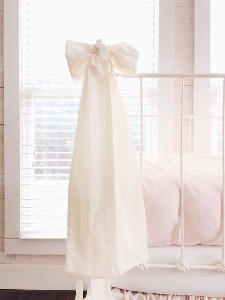 Ivory Large Crib Bow handmade heirloom nursery - High Cotton Textile