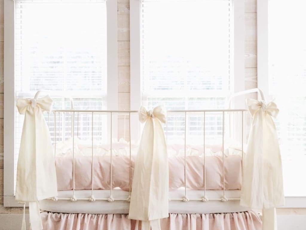 Ivory Large Crib Bow handmade heirloom nursery - High Cotton Textile