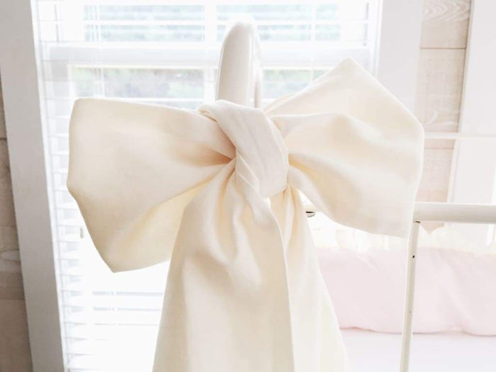 Large ivory washed cotton crib bow sash