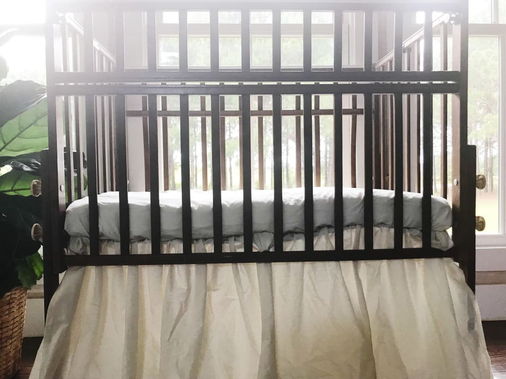 Ivory Mini Crib Sheet handmade heirloom nursery - High Cotton Textile