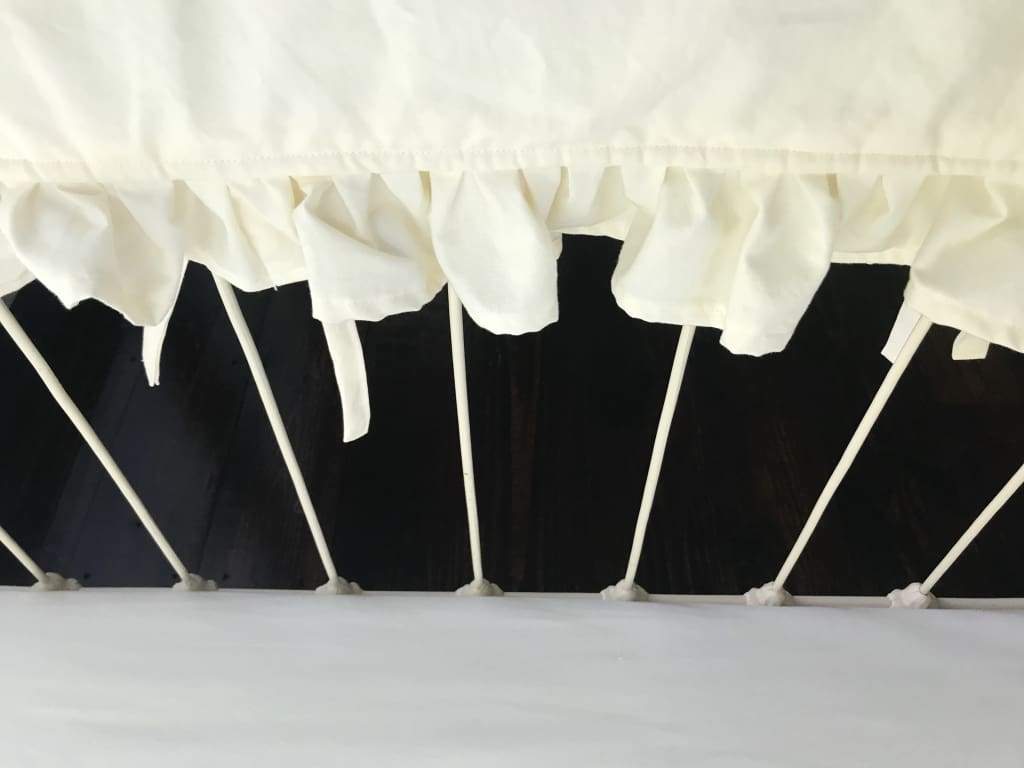 Ivory Ruffled Crib Rail Cover with Optional Personalization handmade heirloom nursery - High Cotton Textile