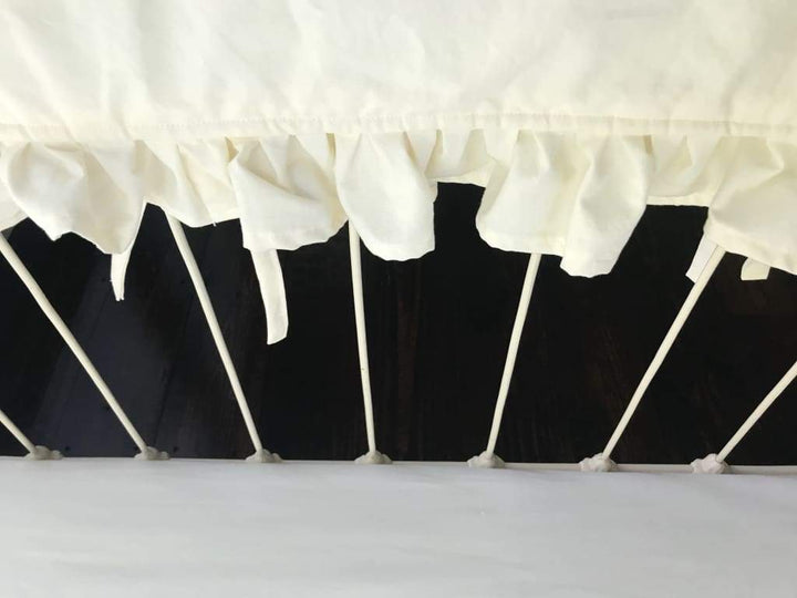 Ivory Ruffled Crib Rail Cover with Optional Personalization handmade heirloom nursery - High Cotton Textile