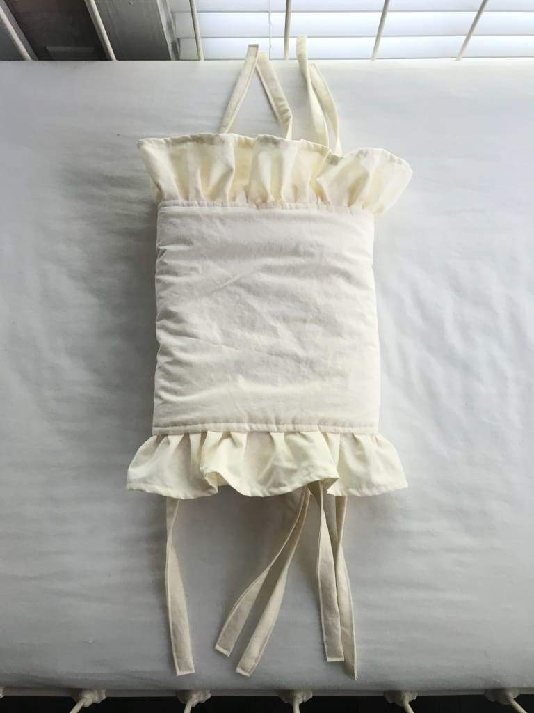 Ivory Ruffled Crib Rail Cover with Optional Personalization handmade heirloom nursery - High Cotton Textile