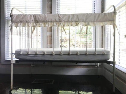 Ivory Ruffled Crib Rail Cover with Optional Personalization handmade heirloom nursery - High Cotton Textile