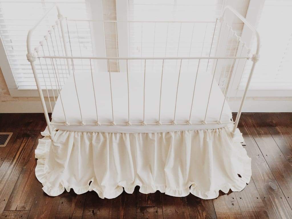 Ivory Ruffled Crib Skirt handmade heirloom nursery - High Cotton Textile