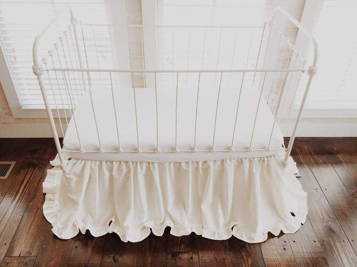 Ivory Ruffled Crib Skirt handmade heirloom nursery - High Cotton Textile