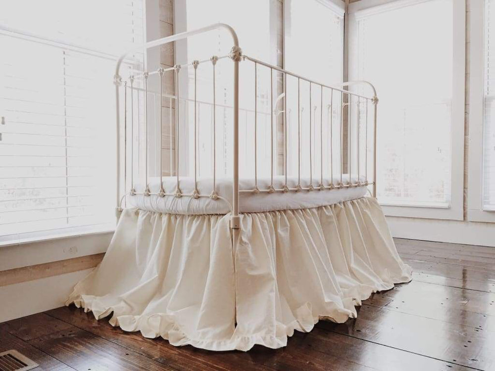Ivory Ruffled Crib Skirt handmade heirloom nursery - High Cotton Textile