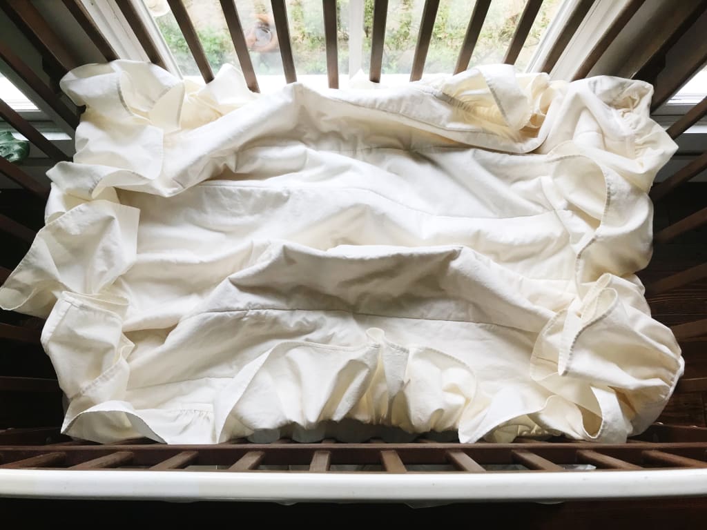 Ivory Ruffled Handmade Baby Quilt handmade heirloom nursery - High Cotton Textile
