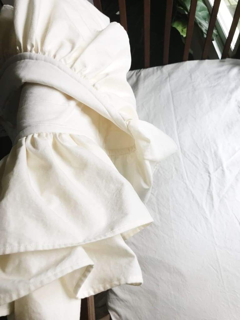 Ivory Ruffled Handmade Baby Quilt handmade heirloom nursery - High Cotton Textile
