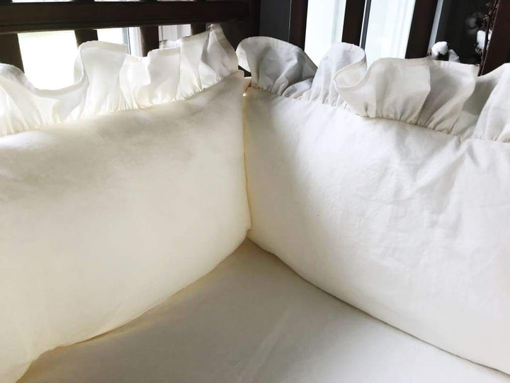 Ivory | Ruffled Mini Crib Baby Bedding and Quilt Set