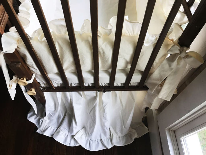 Ivory | Ruffled Mini Crib Bedding Set