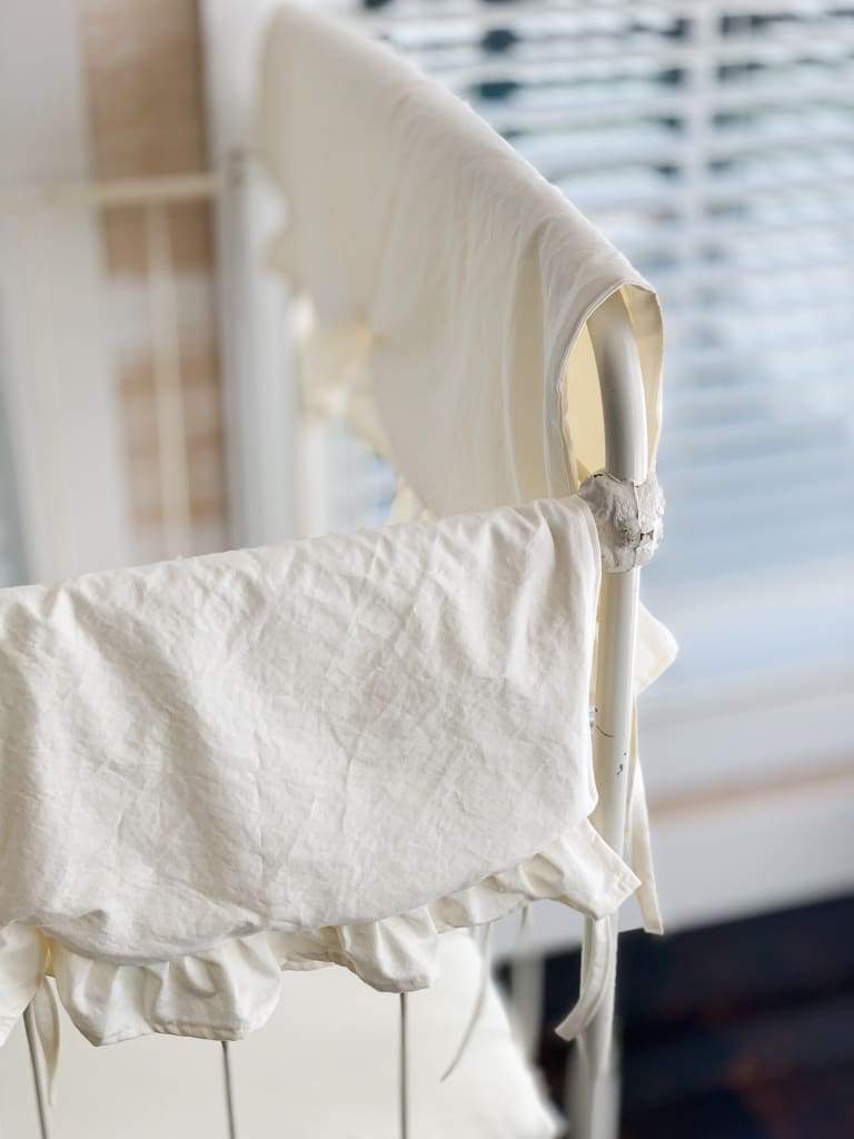 Ivory Scalloped Crib Rail Cover Set (3-Piece) handmade heirloom nursery - High Cotton Textile