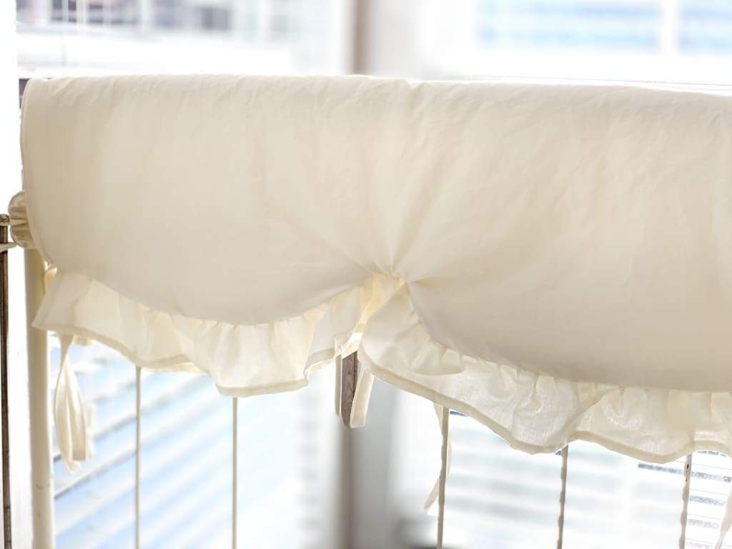 Ivory Scalloped Crib Rail Cover Set (3-Piece) handmade heirloom nursery - High Cotton Textile