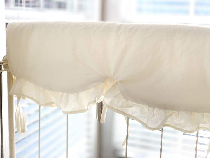 Ivory Scalloped Crib Rail Cover Set (3-Piece) handmade heirloom nursery - High Cotton Textile