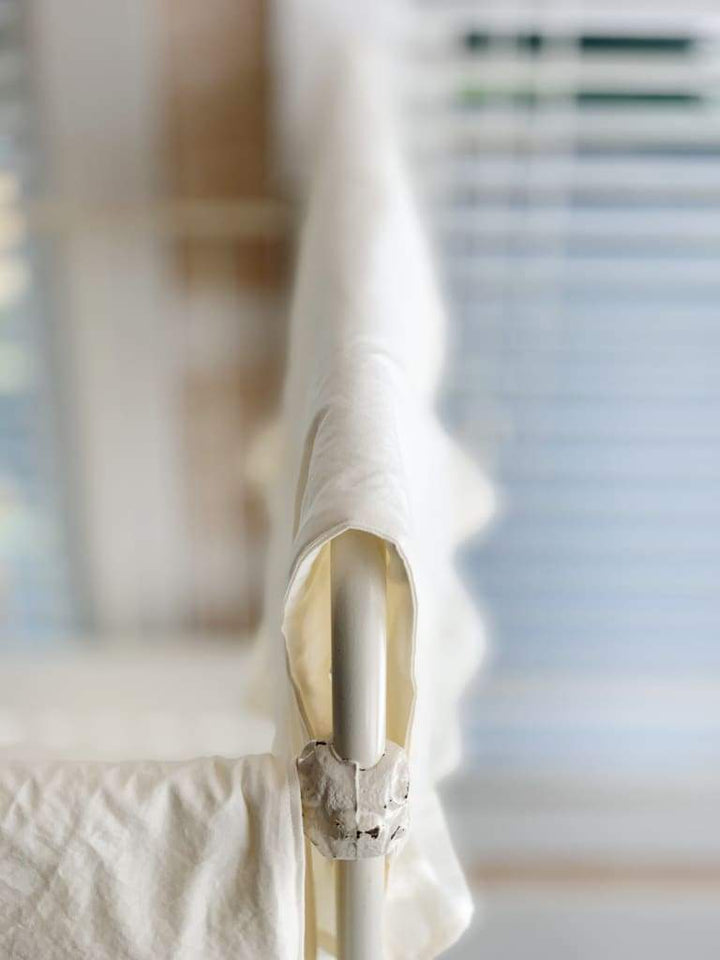 Ivory Scalloped Crib Rail Cover (Short Side) handmade heirloom nursery - High Cotton Textile