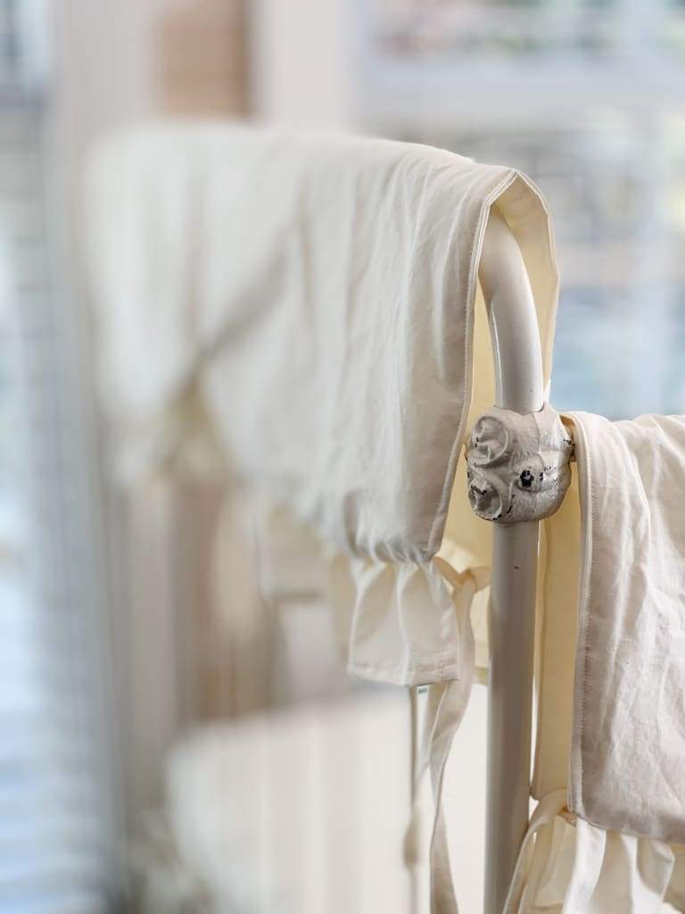 Ivory Scalloped Crib Rail Cover (Short Side) handmade heirloom nursery - High Cotton Textile