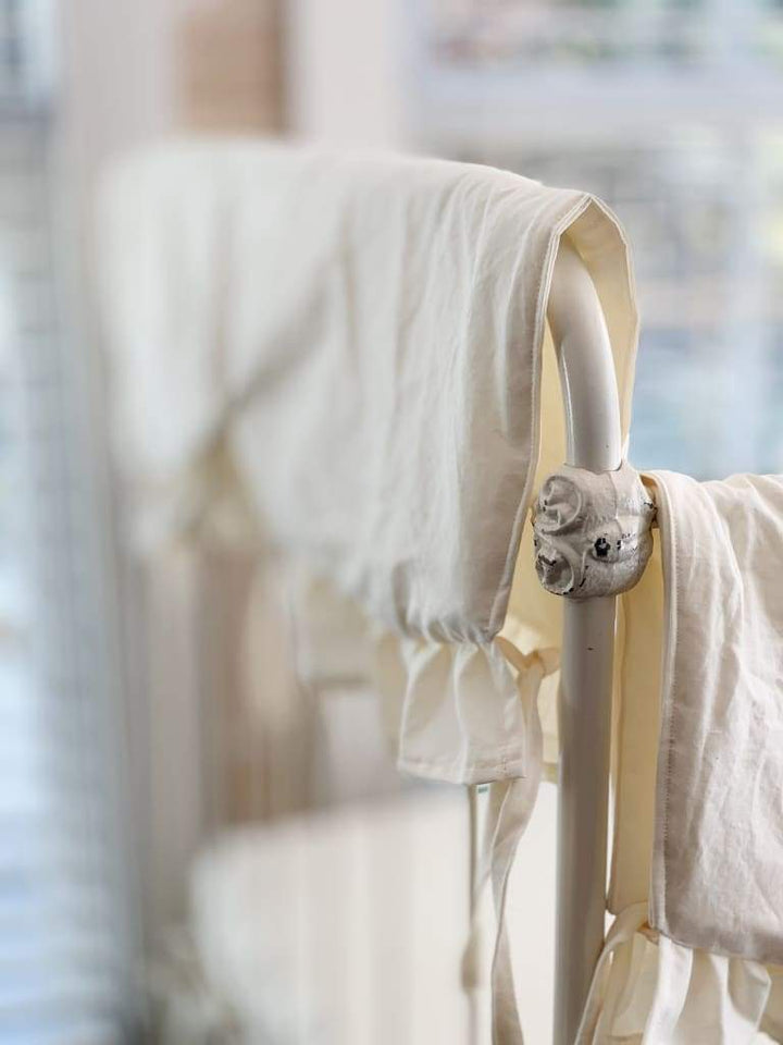 Ivory Scalloped Crib Rail Cover (Short Side) handmade heirloom nursery - High Cotton Textile