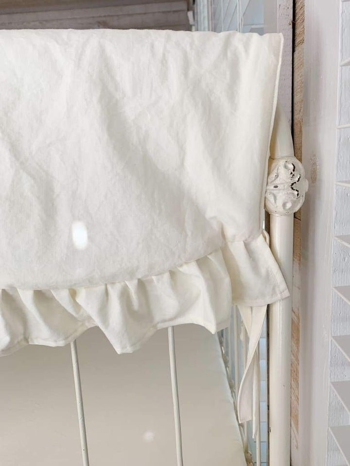 Ivory Scalloped Crib Rail Cover (Short Side) handmade heirloom nursery - High Cotton Textile