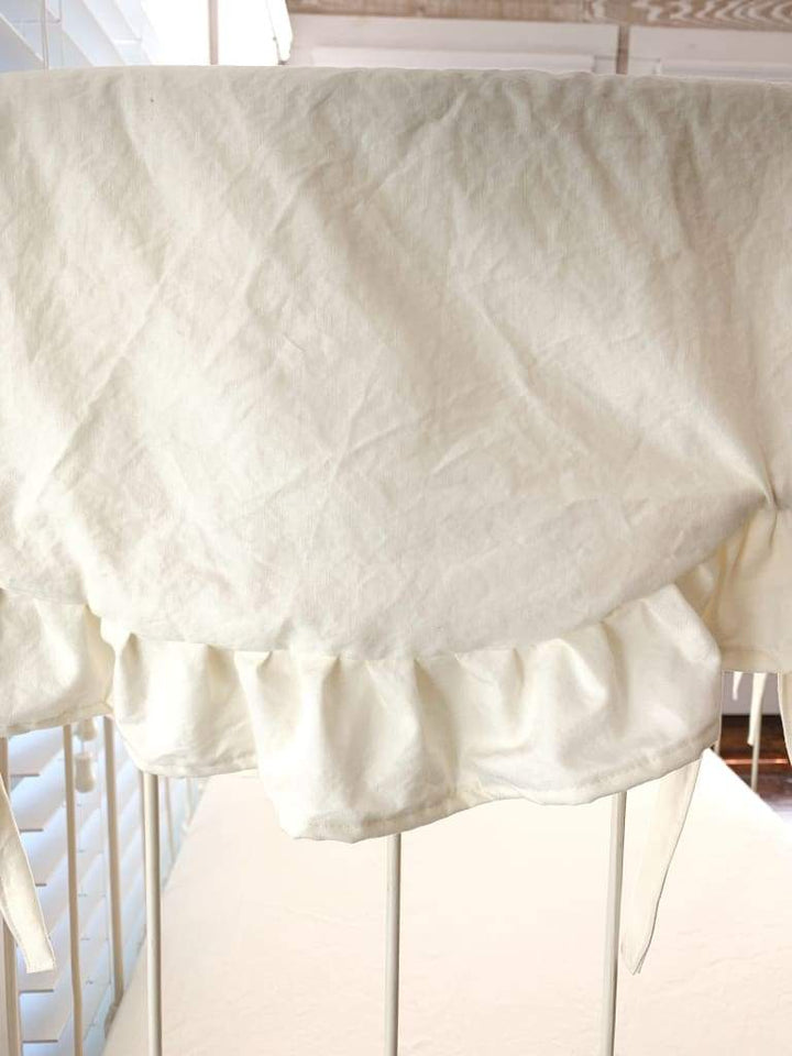 Ivory Scalloped Crib Rail Cover (Short Side) handmade heirloom nursery - High Cotton Textile