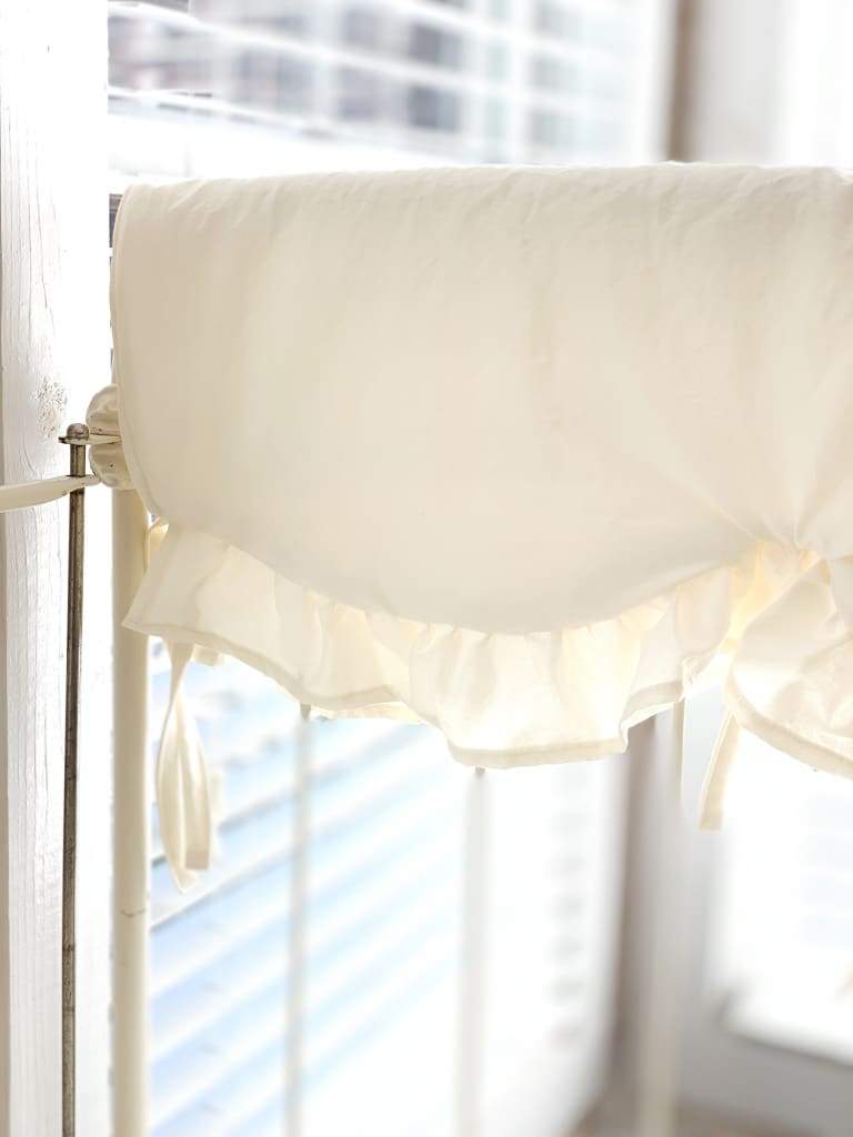 Ivory Scalloped Crib Rail Cover (Short Side) handmade heirloom nursery - High Cotton Textile