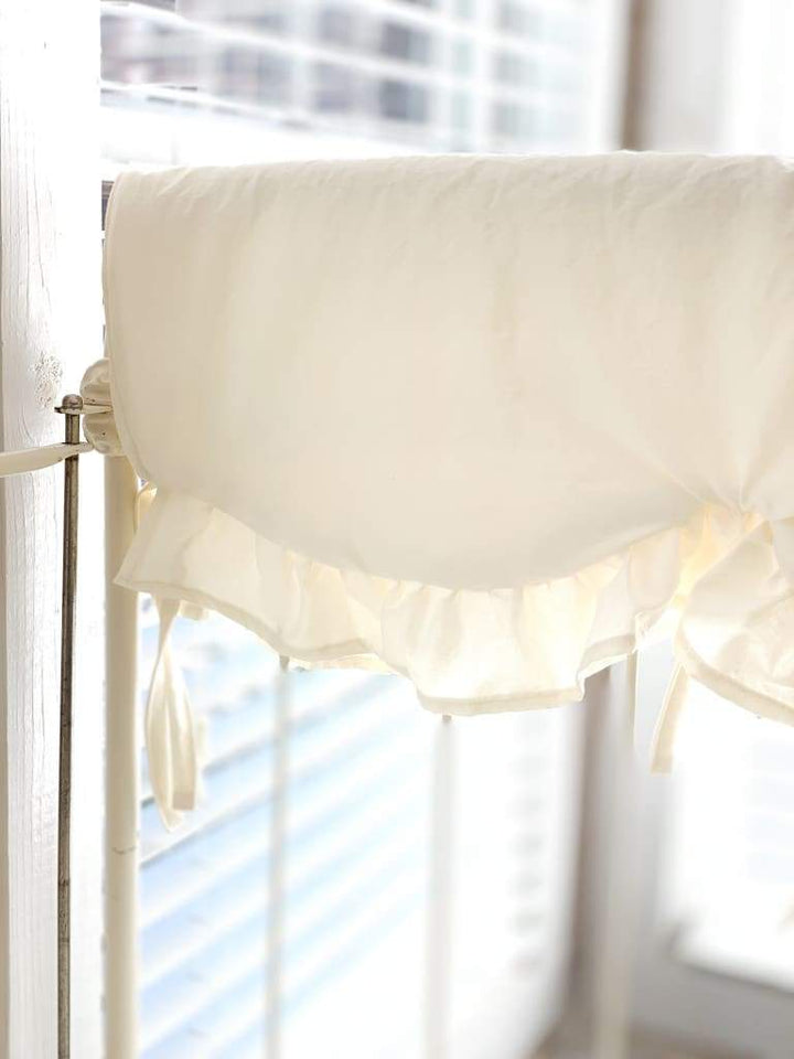 Ivory Scalloped Crib Rail Cover (Short Side) handmade heirloom nursery - High Cotton Textile