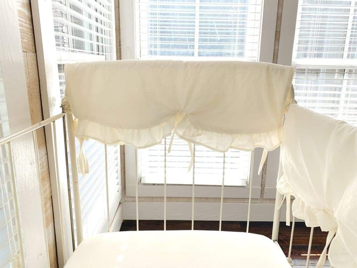 Ivory Scalloped Crib Rail Cover (Short Side) handmade heirloom nursery - High Cotton Textile