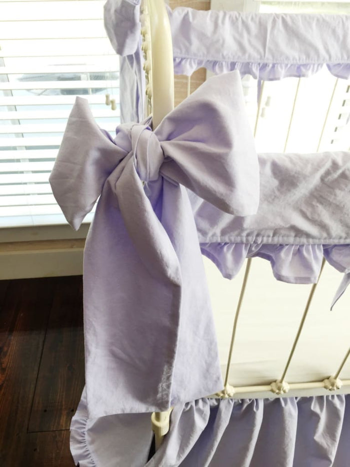 Large lavender washed cotton crib bow sash