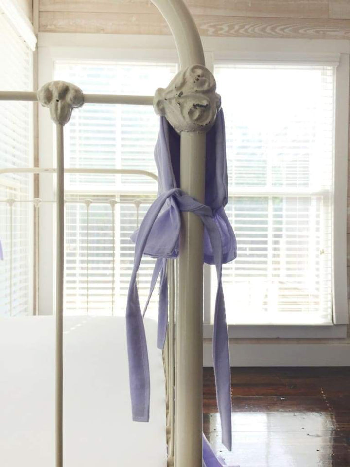 Lavender Ruffled Crib Rail Cover | Personalized Baby Girl Crib Rail Guard handmade heirloom nursery - High Cotton Textile