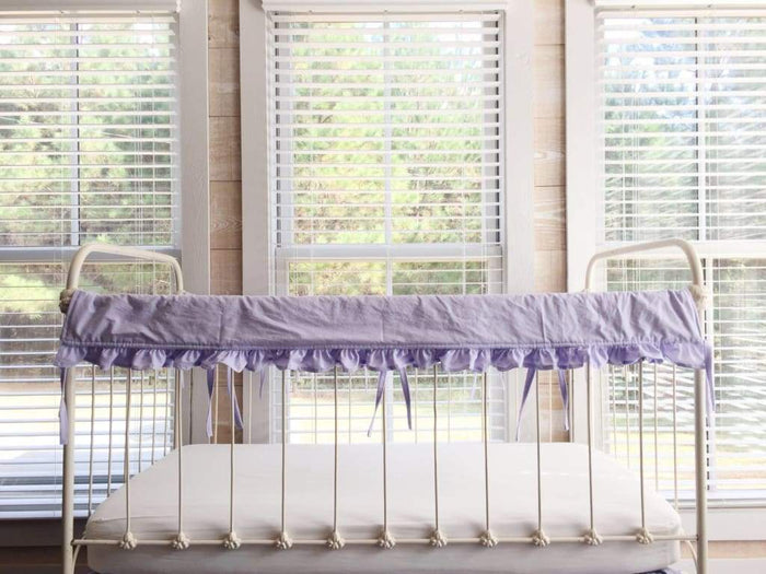 Lavender Ruffled Crib Rail Cover | Personalized Baby Girl Crib Rail Guard handmade heirloom nursery - High Cotton Textile