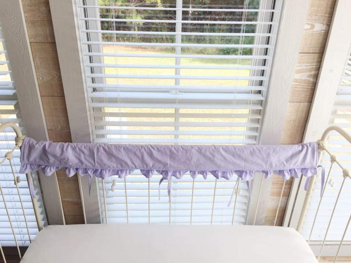 Lavender Ruffled Crib Rail Cover | Personalized Baby Girl Crib Rail Guard handmade heirloom nursery - High Cotton Textile