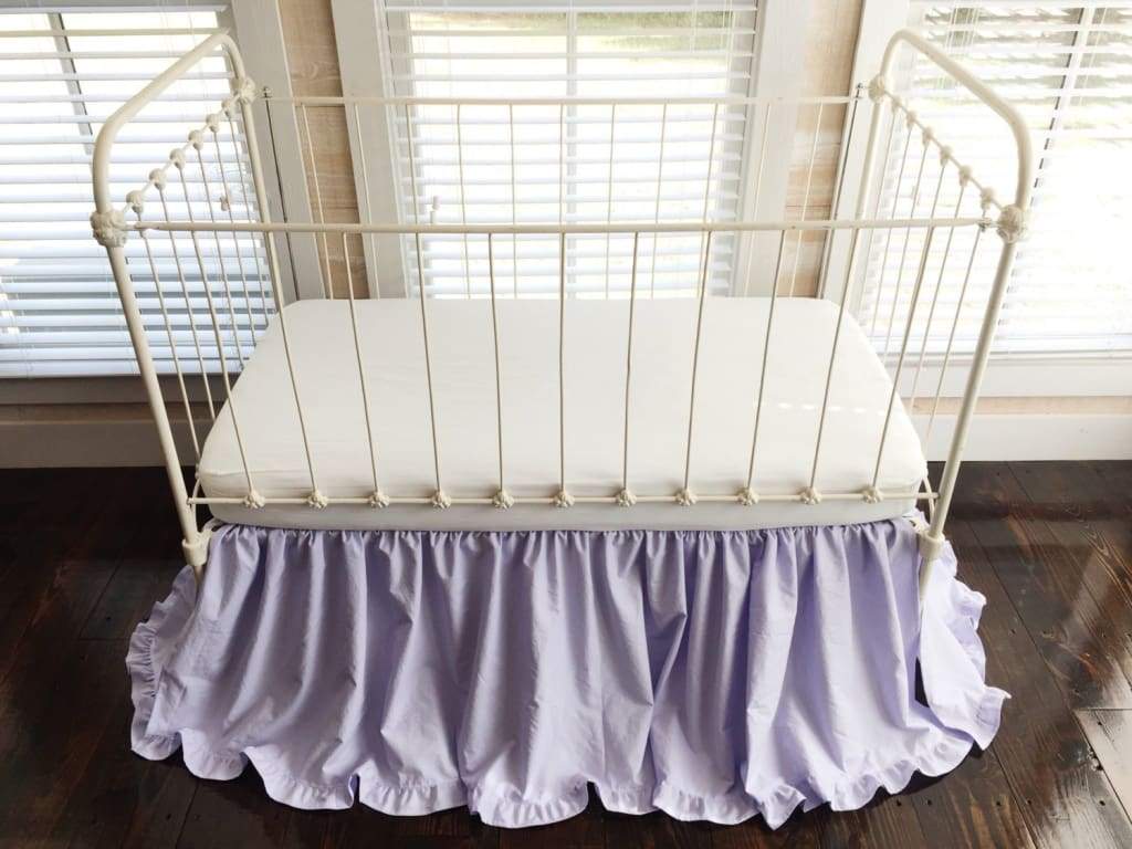 Lavender Ruffled Crib Skirt handmade heirloom nursery - High Cotton Textile