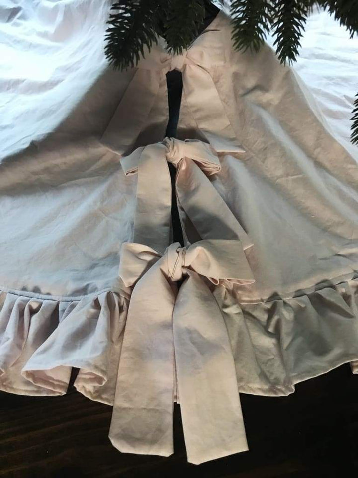 Light Pink Ruffle Christmas Tree Skirt handmade heirloom nursery - High Cotton Textile